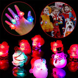 50Pcs Christmas LED Finger Lights Cute Cartoon LED Rings Party Favors for Kids Adults Light Up Toys Rings Stocking Stuffers