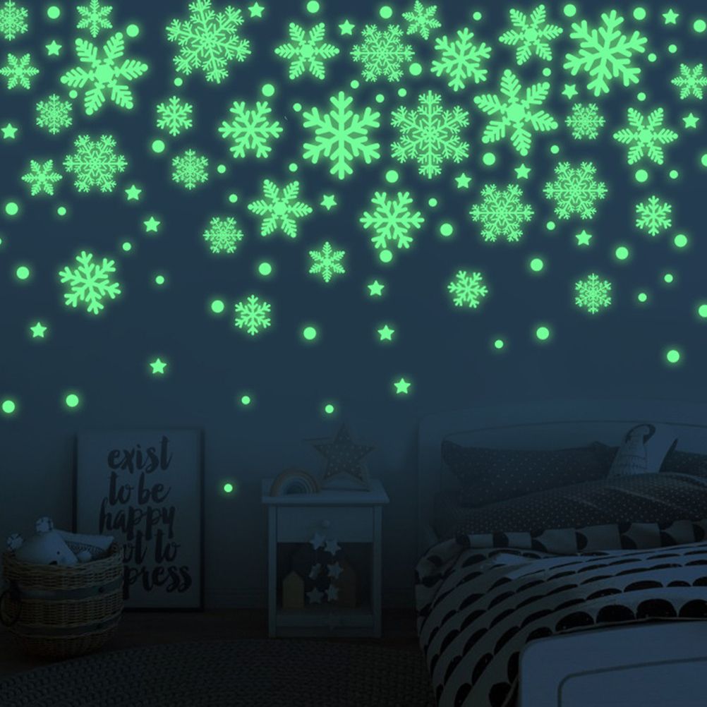in The Dark Christmas Snowflake Sticker Xmas Self Adhesive PVC Wall Decals Stickers Luminous Stickers for Wall Door Window Ceiling