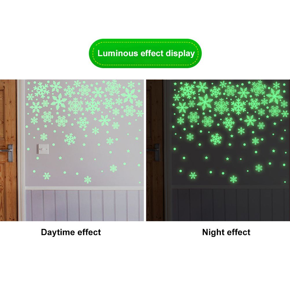 in The Dark Christmas Snowflake Sticker Xmas Self Adhesive PVC Wall Decals Stickers Luminous Stickers for Wall Door Window Ceiling