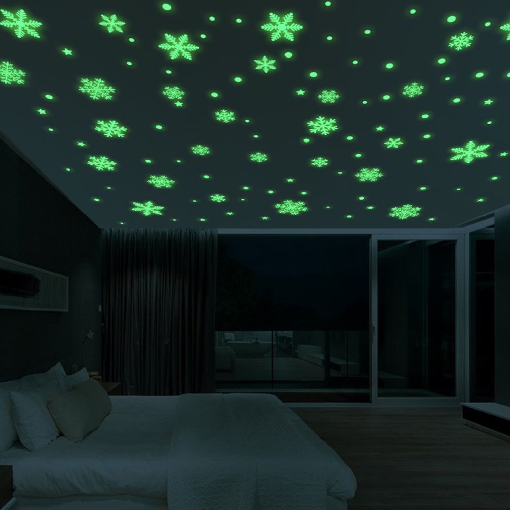 in The Dark Christmas Snowflake Sticker Xmas Self Adhesive PVC Wall Decals Stickers Luminous Stickers for Wall Door Window Ceiling