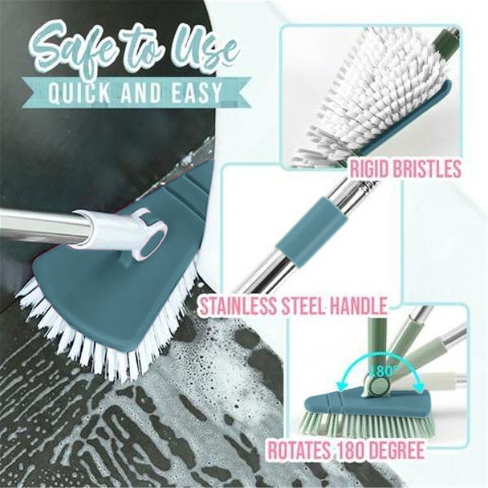 Bendable Corner Scrub Brush with Long Handle Removable Triangle Brush for Stairs Wall Bathroomand Kitchen