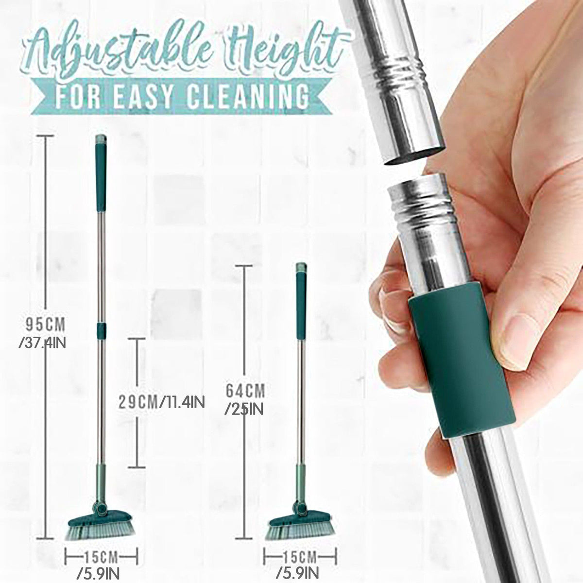 Bendable Corner Scrub Brush with Long Handle Removable Triangle Brush for Stairs Wall Bathroomand Kitchen