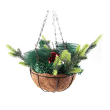 Artificial Christmas Hanging Basket Decorated with Pine Cones Ball Lights Christmas Holiday Decoration - 45-Degree Angle