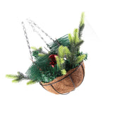 Artificial Christmas Hanging Basket Decorated with Pine Cones Ball Lights Christmas Holiday Decoration - Extra Image