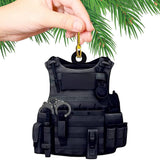 Christmas Pendant Police Equipment Santa Christmas Tree Hanging Ornament Car Rearview Mirror Backpack Pendant Holiday Party Decoration - Side View