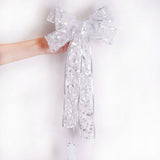 Glowing Christmas Transparent Bow Hanging Pendant Light Up Bow Hanging Ornaments String Lamp for Christmas Tree and Garden - 45-Degree Angle