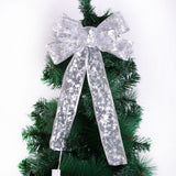 Glowing Christmas Transparent Bow Hanging Pendant Light Up Bow Hanging Ornaments String Lamp for Christmas Tree and Garden - Rear View