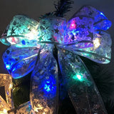 Glowing Christmas Transparent Bow Hanging Pendant Light Up Bow Hanging Ornaments String Lamp for Christmas Tree and Garden