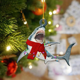 Christmas Decorations Wooden Shark Family Pendant Cute Fun Christmas Tree Hanging Decorations - Side View