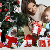Christmas Decorations Wooden Shark Family Pendant Cute Fun Christmas Tree Hanging Decorations