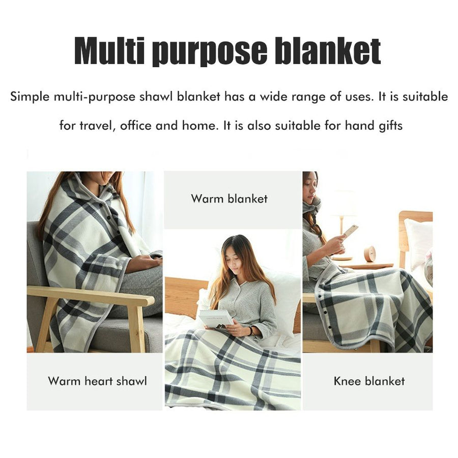 Multifunctional Heated Blanket Heating Warm Scarf Flannel Heating Cape Plush Blanket