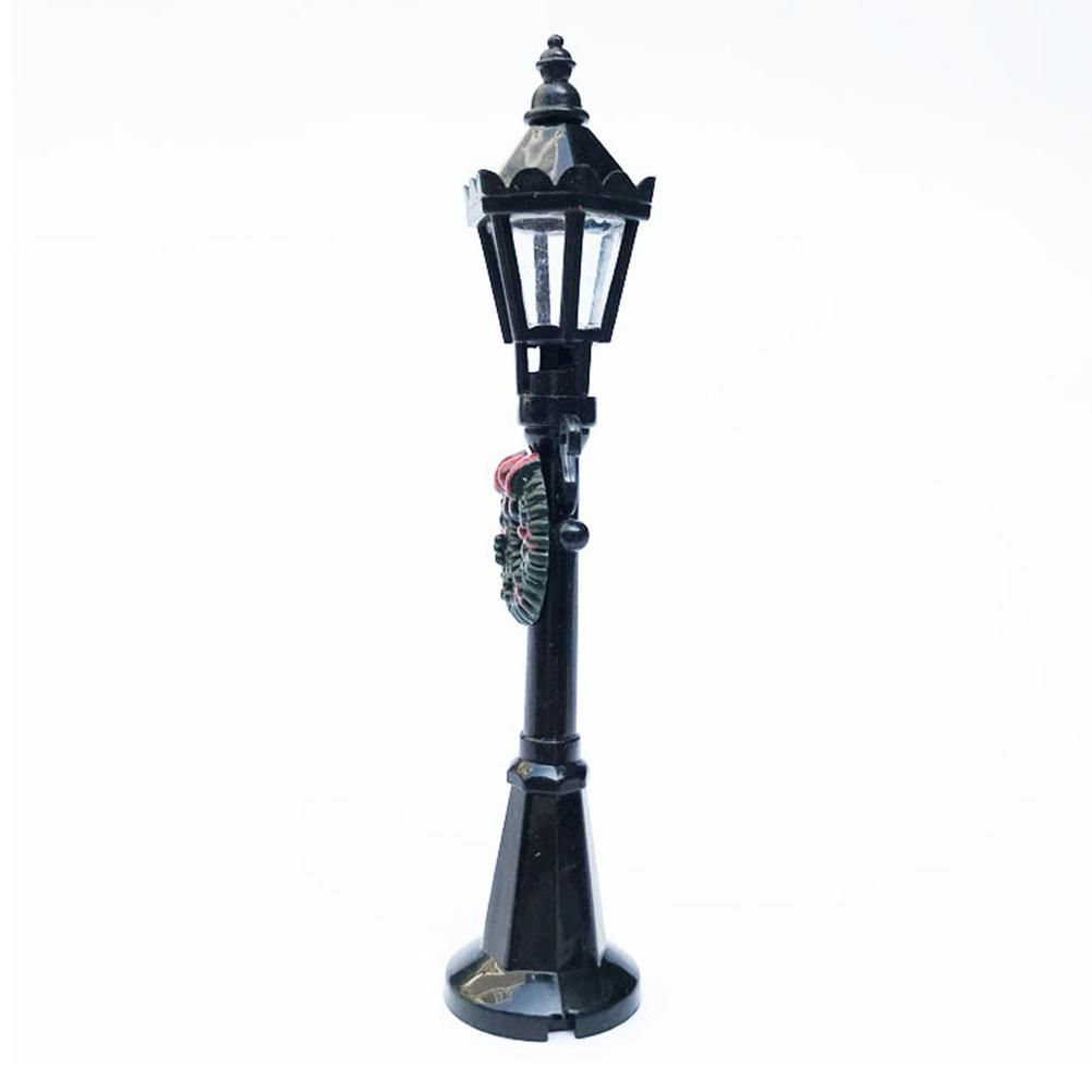2Pcs Miniature Christmas Street Lamp Post Park Bench Seat Mini Street Light Model Dollhouse Xmas Village Pathway Fairy Garden Accessories