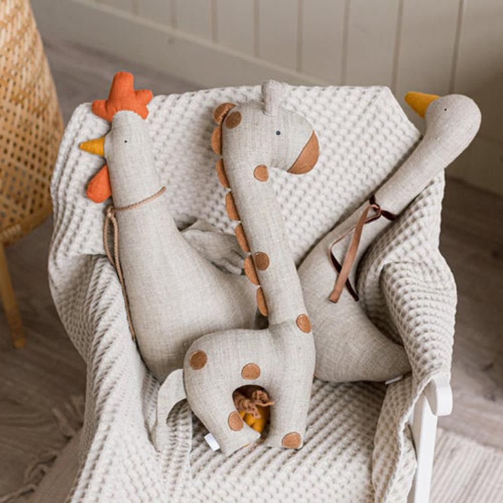 Cartoon Stuffed Plush Animal Pillow Cotton Goose Giraffe Rooster Plush Cushion Animal Cushion Home Office Decor Birthday Gift