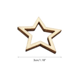 100 Pieces Wooden Hollow Star Decoration Wooden Discs Embellishments Craft Making DIY for Wedding Christmas Tree - Front View