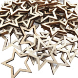 100 Pieces Wooden Hollow Star Decoration Wooden Discs Embellishments Craft Making DIY for Wedding Christmas Tree - Top-Down View