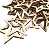 100 Pieces Wooden Hollow Star Decoration Wooden Discs Embellishments Craft Making DIY for Wedding Christmas Tree - 45-Degree Angle