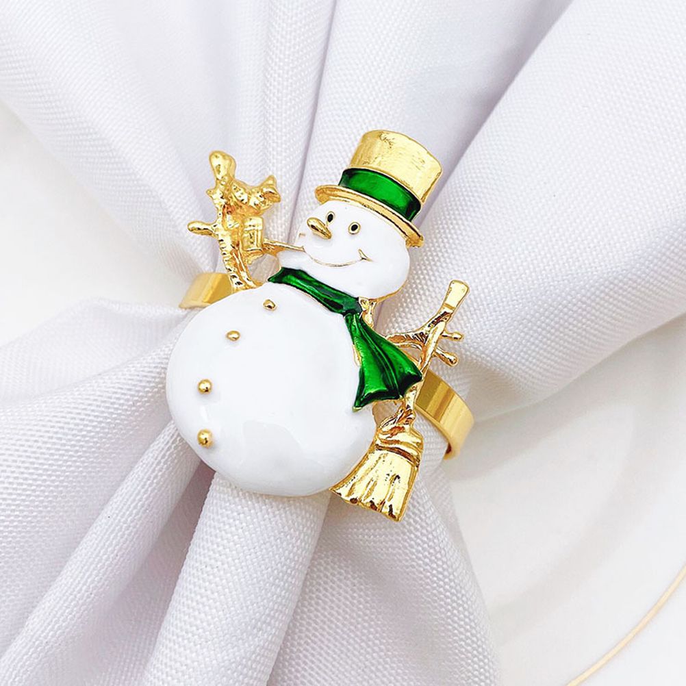 Christmas Napkin Rings Set of 6 Snowman Metal Napkin Ring Holders for Dining Table Decor for Holiday Party Decoration