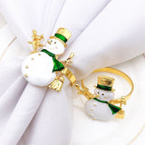 Christmas Napkin Rings Set of 6 Snowman Metal Napkin Ring Holders for Dining Table Decor for Holiday Party Decoration - Close-Up Angle