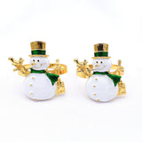 Christmas Napkin Rings Set of 6 Snowman Metal Napkin Ring Holders for Dining Table Decor for Holiday Party Decoration