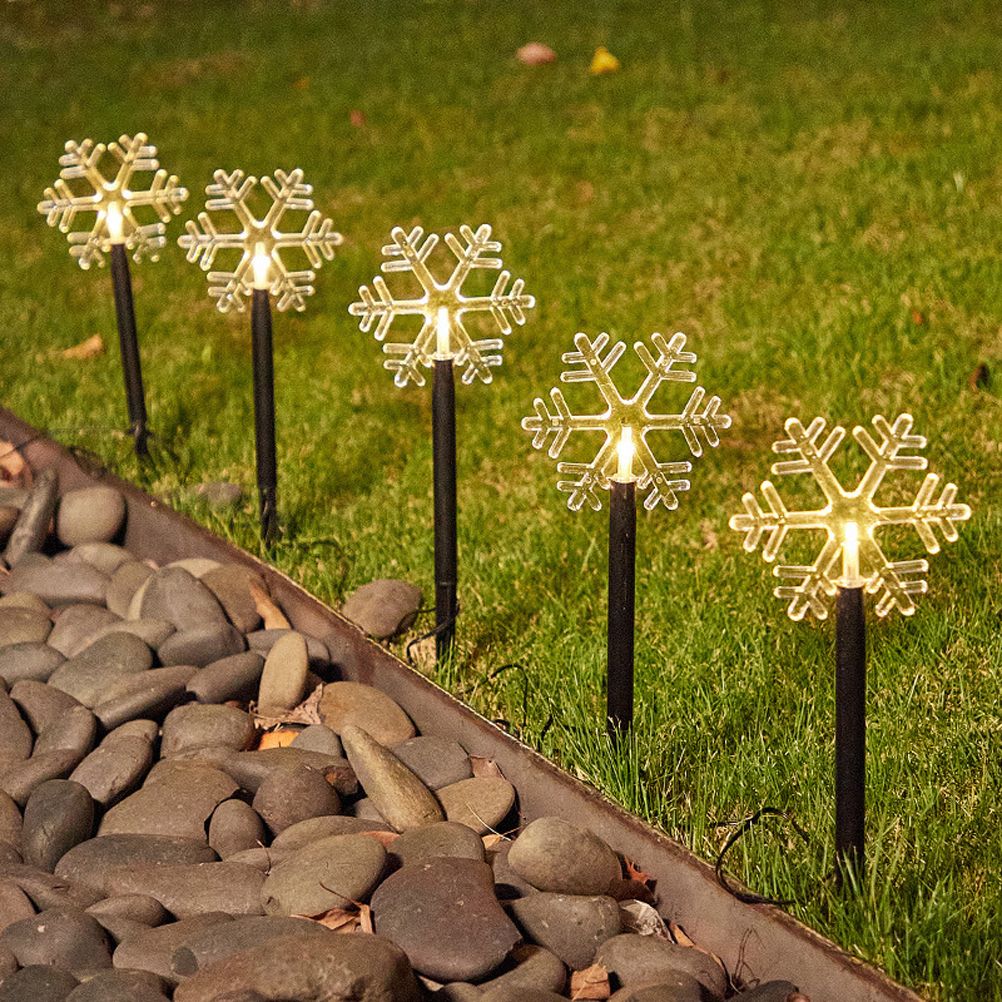 Solar Christmas Star Lights Outdoor Energy Saving Waterproof Solar Powered Stake Lights Decorations for Home Pathway Garden Walkway Yard Lawn Patio