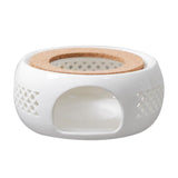 Teapot Warmer Porcelain Coffee Pot Heater Teapot Base with Cork Stand Tea Coffee Water Warmer