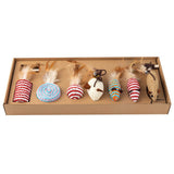Set of 7 Funny Cats Stick Simulation Mouse Pet Toys Kitten Artificial Feather Teaser Wand Pet Supplies Accessory