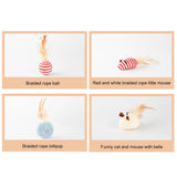 Set of 7 Funny Cats Stick Simulation Mouse Pet Toys Kitten Artificial Feather Teaser Wand Pet Supplies Accessory