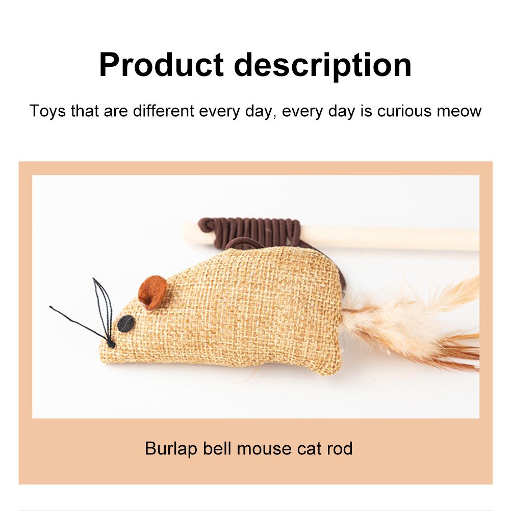 Set of 7 Funny Cats Stick Simulation Mouse Pet Toys Kitten Artificial Feather Teaser Wand Pet Supplies Accessory