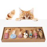 Set of 7 Funny Cats Stick Simulation Mouse Pet Toys Kitten Artificial Feather Teaser Wand Pet Supplies Accessory