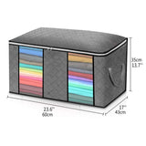 4PCS Clothes Storage Bag Large Capacity Clothing Organizers Foldable Closet Container with Clear Window and Zipper for Wardrobes and Attics - Front View