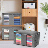 4PCS Clothes Storage Bag Large Capacity Clothing Organizers Foldable Closet Container with Clear Window and Zipper for Wardrobes and Attics