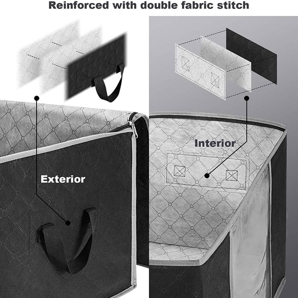 4PCS Clothes Storage Bag Large Capacity Clothing Organizers Foldable Closet Container with Clear Window and Zipper for Wardrobes and Attics
