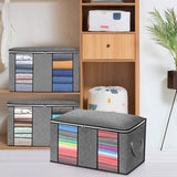4PCS Clothes Storage Bag Large Capacity Clothing Organizers Foldable Closet Container with Clear Window and Zipper for Wardrobes and Attics