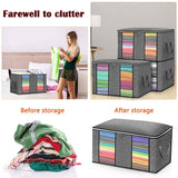 4PCS Clothes Storage Bag Large Capacity Clothing Organizers Foldable Closet Container with Clear Window and Zipper for Wardrobes and Attics