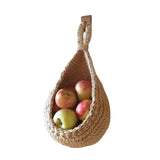 Hanging Wall Vegetable Fruit Basket Kitchen Hanging Storage Farm House Basket Bohemian Handwoven Wall Mount Fruit Veggie Basket - Side View