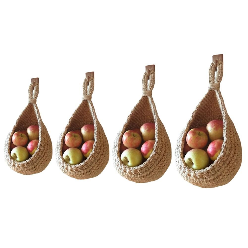 Hanging Wall Vegetable Fruit Basket Kitchen Hanging Storage Farm House Basket Bohemian Handwoven Wall Mount Fruit Veggie Basket