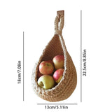 Hanging Wall Vegetable Fruit Basket Kitchen Hanging Storage Farm House Basket Bohemian Handwoven Wall Mount Fruit Veggie Basket - Close-Up Angle
