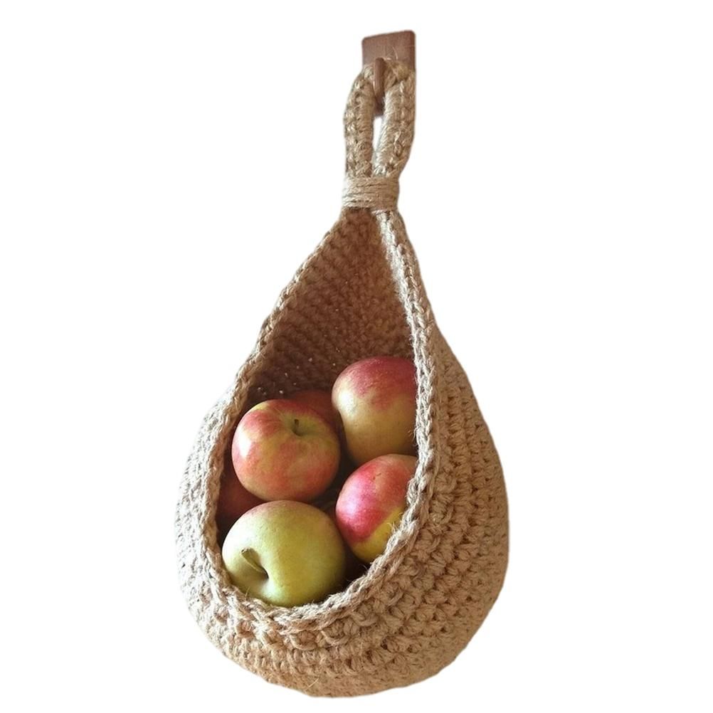 Hanging Wall Vegetable Fruit Basket Kitchen Hanging Storage Farm House Basket Bohemian Handwoven Wall Mount Fruit Veggie Basket
