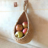 Hanging Wall Vegetable Fruit Basket Kitchen Hanging Storage Farm House Basket Bohemian Handwoven Wall Mount Fruit Veggie Basket