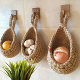 Hanging Wall Vegetable Fruit Basket Kitchen Hanging Storage Farm House Basket Bohemian Handwoven Wall Mount Fruit Veggie Basket