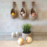 Hanging Wall Vegetable Fruit Basket Kitchen Hanging Storage Farm House Basket Bohemian Handwoven Wall Mount Fruit Veggie Basket - Extra Image