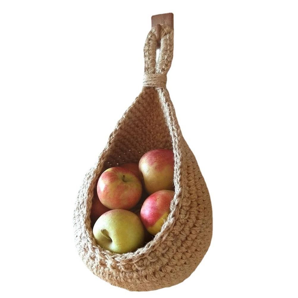 Hanging Wall Vegetable Fruit Basket Kitchen Hanging Storage Farm House Basket Bohemian Handwoven Wall Mount Fruit Veggie Basket