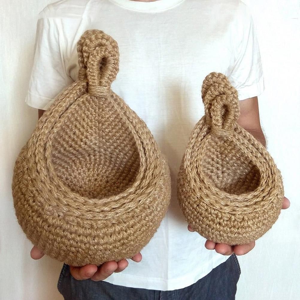 Hanging Wall Vegetable Fruit Basket Kitchen Hanging Storage Farm House Basket Bohemian Handwoven Wall Mount Fruit Veggie Basket