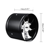 8 Inch Duct Fan Low Noise Exhaust Fans for Kitchen Garage Bathroom Ventilation Blower - Side View