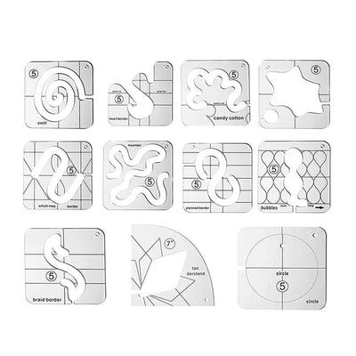 11 Pcs DIY Quilting Template Set Domestic Sewing Acrylic Templates Ruler Series 5 for DIY Machine Quilting Ruler