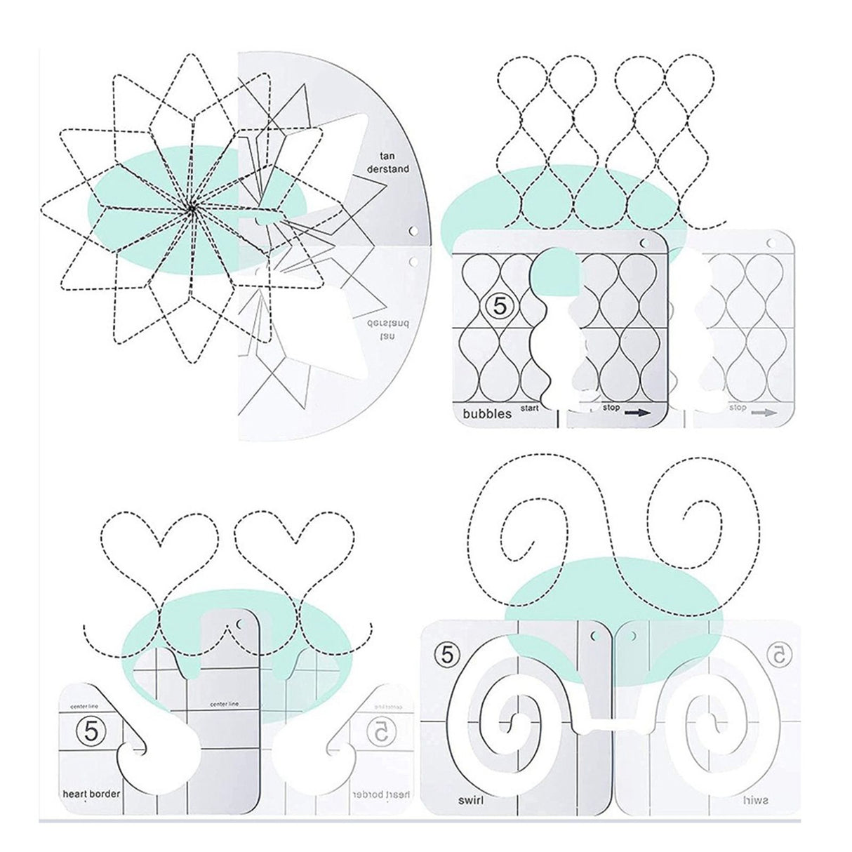 11 Pcs DIY Quilting Template Set Domestic Sewing Acrylic Templates Ruler Series 5 for DIY Machine Quilting Ruler