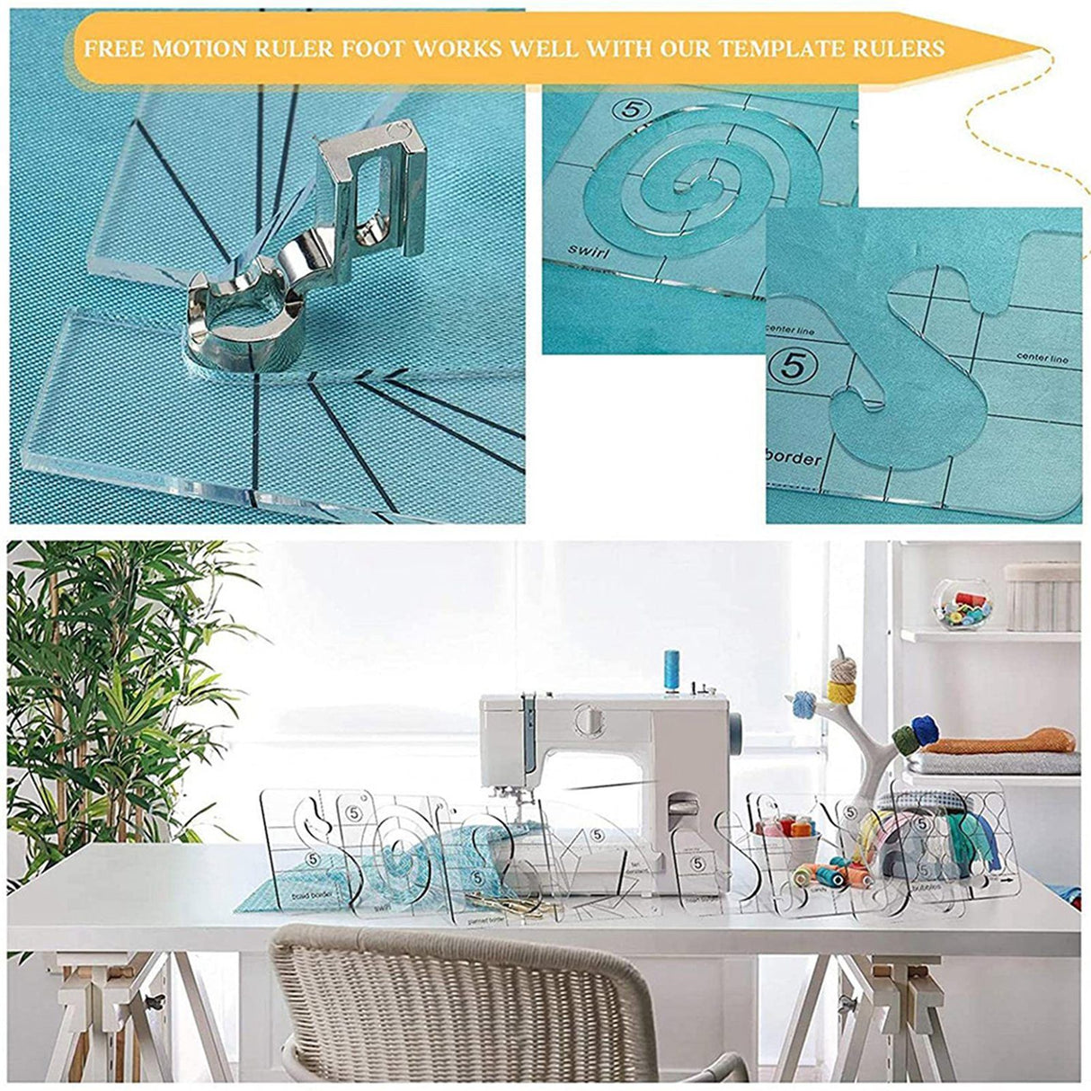 11 Pcs DIY Quilting Template Set Domestic Sewing Acrylic Templates Ruler Series 5 for DIY Machine Quilting Ruler