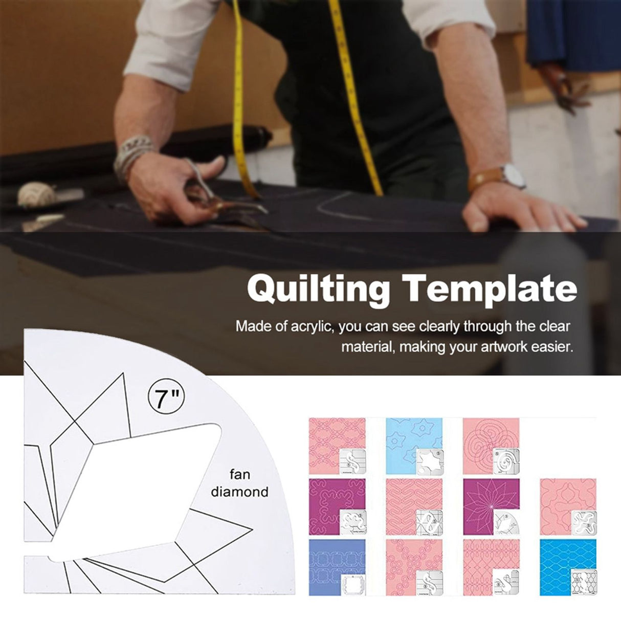 11 Pcs DIY Quilting Template Set Domestic Sewing Acrylic Templates Ruler Series 5 for DIY Machine Quilting Ruler