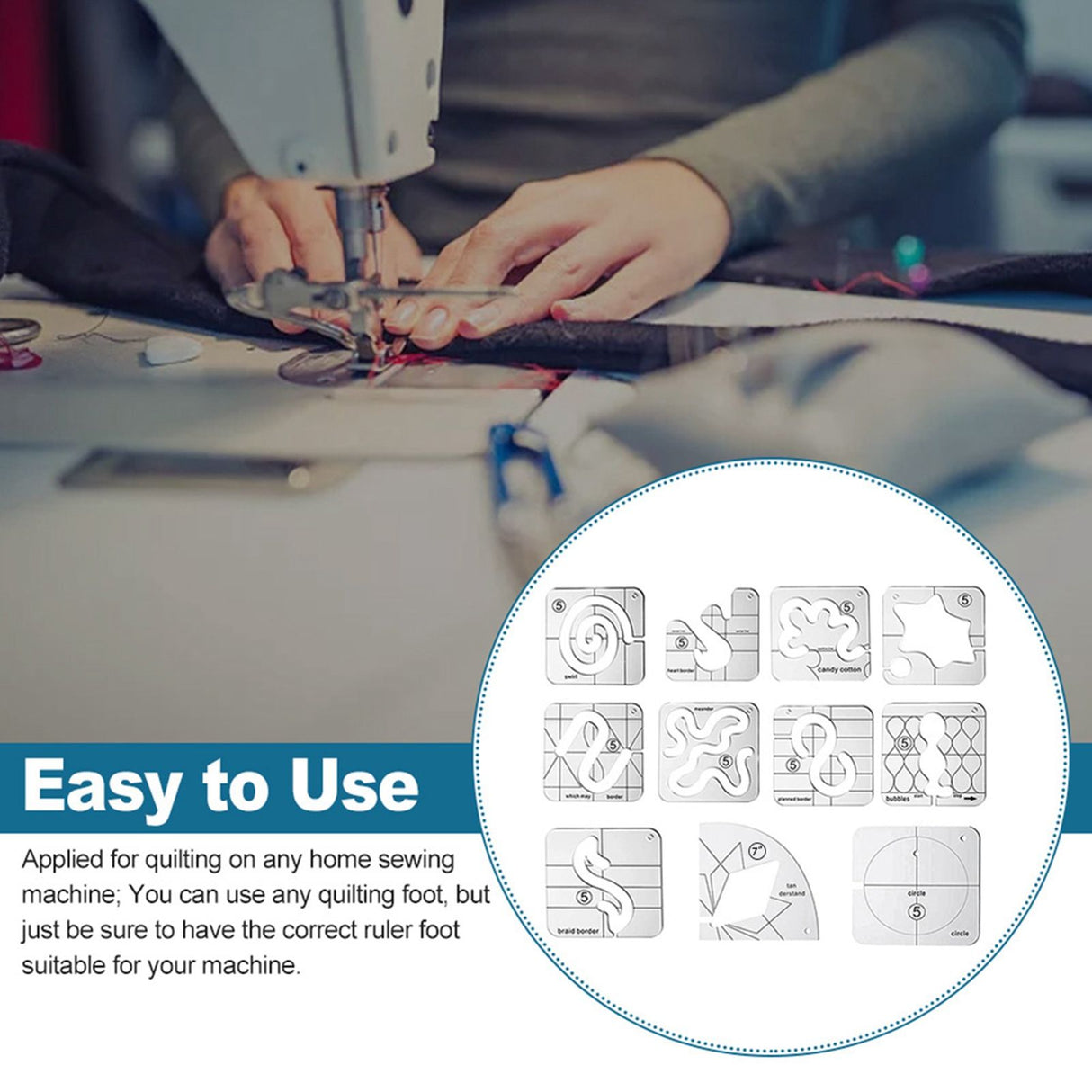 11 Pcs DIY Quilting Template Set Domestic Sewing Acrylic Templates Ruler Series 5 for DIY Machine Quilting Ruler