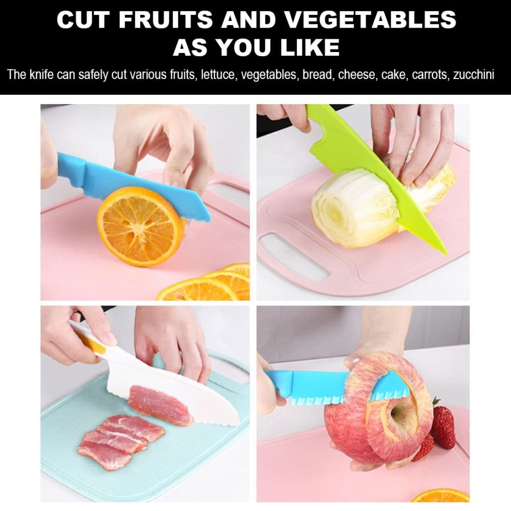 8Pcs / Set Kid Plastic Kitchen Cutter Set Children Safe Cooking Chef Nylon Cutter for Fruit Bread Cake Salad Lettuce Cutter